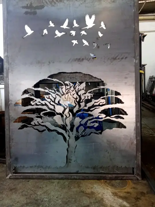 Tree-inspired decorative gate panel